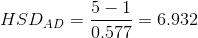 HSD_{AD} = \frac{5-1}{0.577} = 6.932