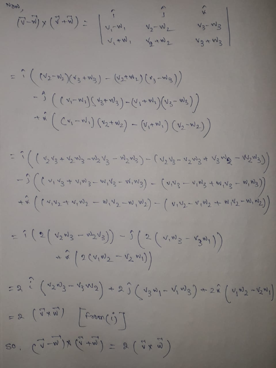 Now, < J -w) x (7+2): N₂ - W2 Ng+W2 V₃-W3 Ng + W3 = ( (v2-ws) 3+w3) - (024*, [03-ws)) -((--W}S z*wly ) - (**, (03- Ws)) ( C