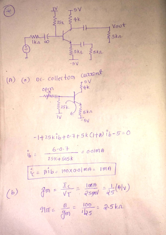 4k 25k Vout kn oo -5 V (n) (a) oc collec tos cucront 5 V 4-k oPen 25k -5V 6-0. こ0.01mA 25k+ 505 k m) 5