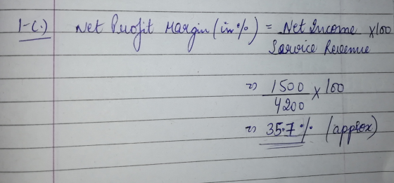 1-0) Net Luosit Margin /info ) - Alok kupone Net Income gloo sarwice Revenue , 2 1500 x 100 X 4200 35:2% (appler