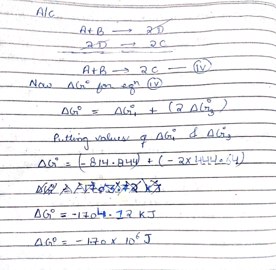 Air A+B ID 20 2 A+B ac - - Now Abo for egn - AG = 10 + (RAG) Putting values of AG & AG LOG814.844 + (-2x144e64) SL AAOB AGO =