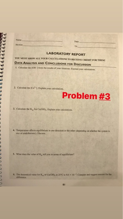 R PPPPPP LABORATORY REPORT YOU MUST SHOW ALL YOUR CALCULATIONS TO RECEIVE CREDIT FOR THEME DATA ANALYSIS AND CONCLUSIONS FOR