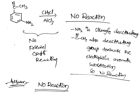 {_chy Chad No Reachas ート Alc NoN Friedel crafts Reaction -Noz is strongly deactorefina -Eche also deeltfisking gotup towards