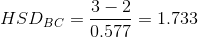 HSD_{BC} = \frac{3-2}{0.577} = 1.733