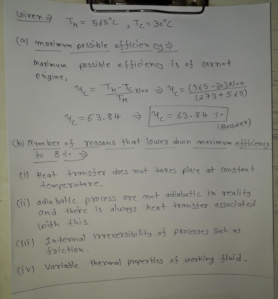 iven Ca maximum possible efficiency aximum possible efficiency 15 of саγγ engime TH (273+55) reasons that louwes deuen maximu