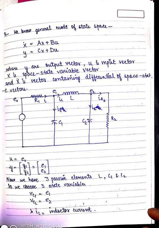 for We know general mode of state space - .X AX+Bu Cx + Du 9- where y are output vector, u is mput vector x is space-state va