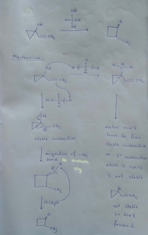 OH O=s=0 OH OH - CH₂ -CH3 Mechanism: a=n=o GH H-O- — СН3 water leave stable cant to form carbocation stable carbocation migr
