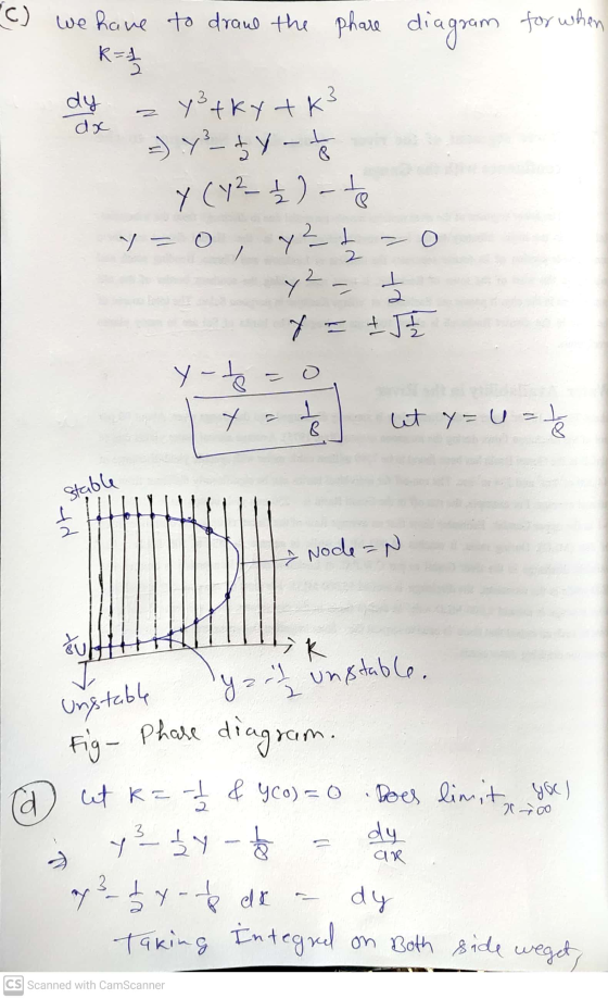 C) we have to draw the phare diagram for when R = 1/2 dy dx y²tky tk² =) Y ²- ty - to y (Y²_ ² ) - te =0, ² t = 0 y2 – y =