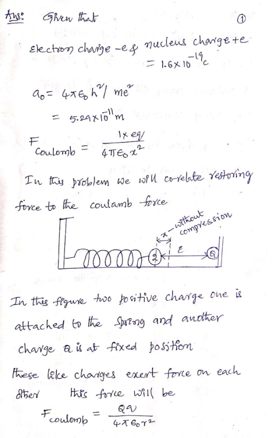 elecho?) chane-e nucleus charge+e n/ me 1x Coulomb4TE CO Tn tis fruie too ositive charge Che i attached t the yng and auoter