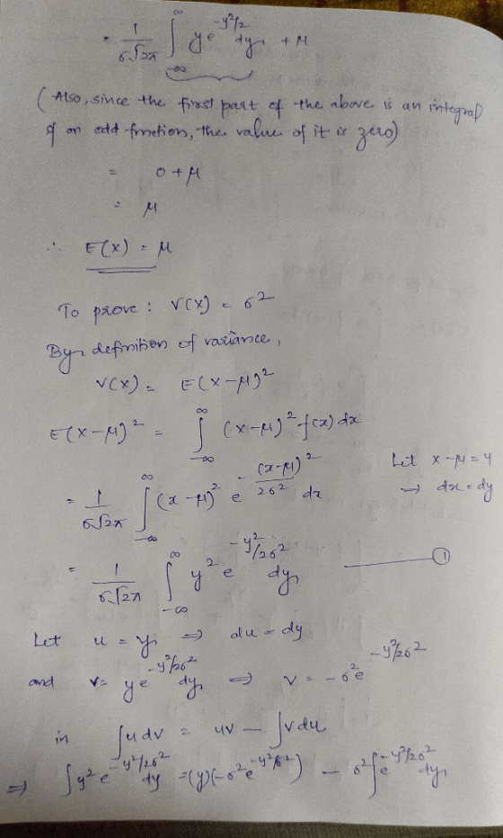 (Also, since the firast part 4 the above š an integral zeu) on add frnetion, the value of it ir 0+M E(X) M : VCx) - 62 To pro