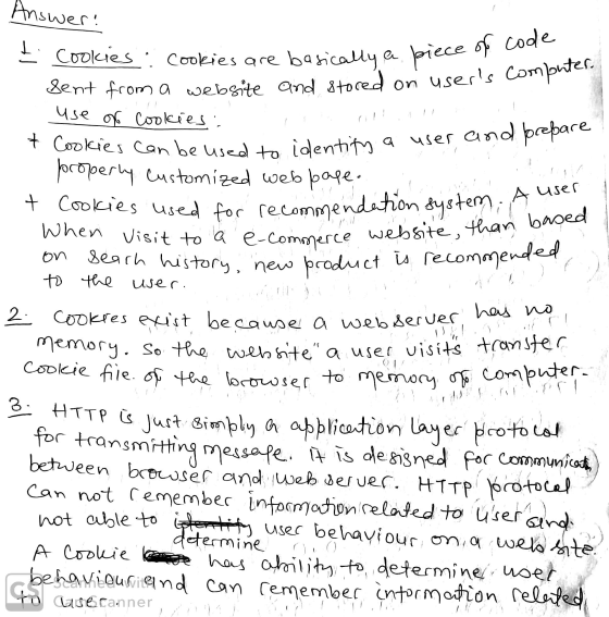 Answer! asically a piece of code on users computer. e used to identify a uses and prepare! endation system. A user website,