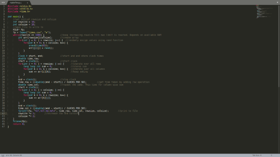 matiTime 2 3 #include <stdio.h» #1nclueestdlib.h> include <time.h> 5 int nain) t /set initial rowsice and colsize int co!size
