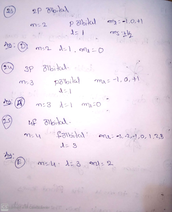 (2 2p Gbitat m=2 palbital me = -1,0,11 Palmito Any: 1. n. 2 d=1, ma=0 3P gibitul deos m=3 - pobital me =-1,0,7 Any: 25 na 3 d
