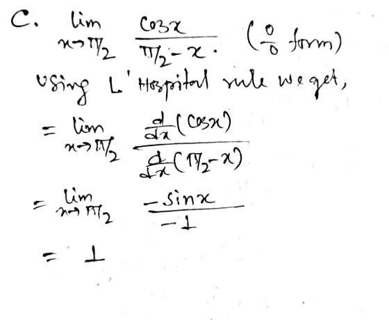 c. lim Coът тэту, ті, -х (% form) using - lim L Hos pital sile we weget, casa) 2 (1₂-2) -sina d da nost lim nos a -1 ㅗ