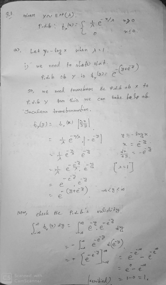 6tiven EPCA) Let y-l0g when X need Foalu Hat we P. d. 0b y ib need torans bosm e P.d. ob x to we 4ake he lp oh P. J.b y we Ca