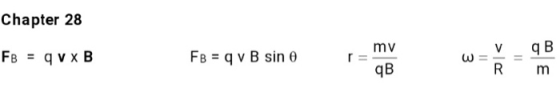 Chapter 28 for you. torrono FB = q vxB FB = q vB sin o r =mv qB VB Rm