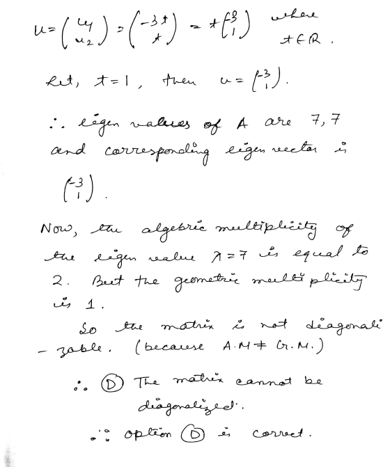 where u= oso D -(-) – +63) TER ! ket, t=1, fren {}). are of A 7, : eegen valeres and corresponding eigen rectar å (3) Now, th