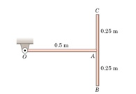 Each of the two uniform slender bars OA and BC has