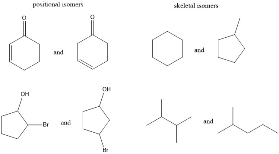 positional isomers skeletal isomers and and он он and Br and Br