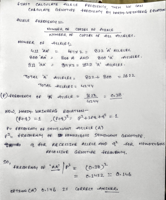 FIRST CALCULATE ALLE LE CALCULATE GENOTYPE FREQUENCY THEN WE CAN FREQUENCY BY HARDY-WEINBERG Y BY HARDY-EINBERG EQUATION ALLE