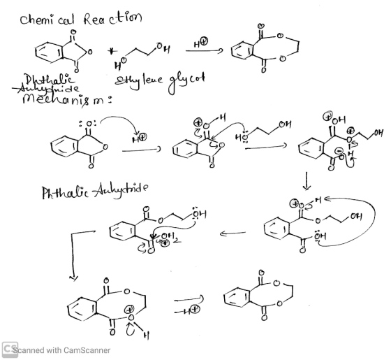 Chemical Reaction on I So # w y yo Phthalic . Ethy Suhynide mechanism :0: OM Yo Hoy Phthalic Anhydride LA CScanned with CamSc