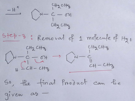 + - H На са - C - oh CH₂ Cita step-3 : Removal of 1 molecule of Hao CH2 CHA CH2 CH₂ C -OH H - CH - CH3 H-CH₂ So, the final Pr
