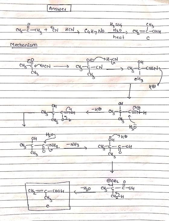 Answer t_s04 H20 C -CH CN HCN heat Mechanism C CecN t-cEN et3 Ко H CENH e=NH to OH CH CICIOH EHN- сиз - E-04 C-COOH CH H