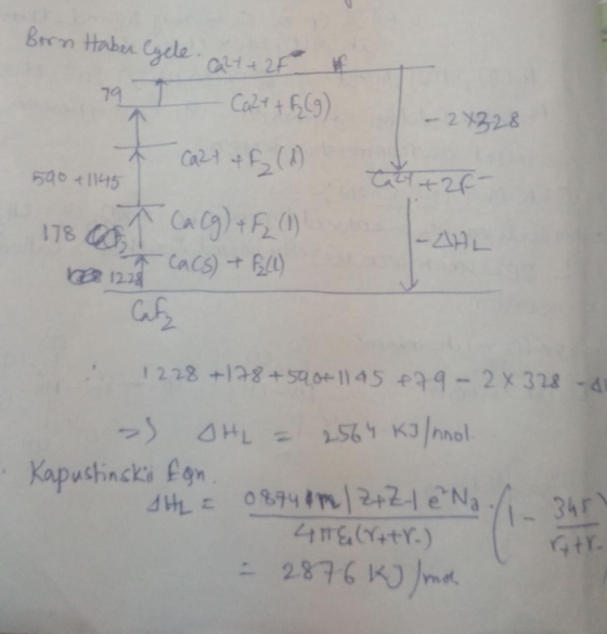 Born Haber Cycle. alt + 2F 79 Ca2+ + {(9) & Ca2+ +F₂ (1) - 2x328 590 +1145 +2F- 178 0 Ca (9) + F (1) bee 1227 Ca(s) + B) -21H