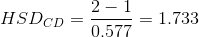 HSD_{CD} = \frac{2-1}{0.577} = 1.733