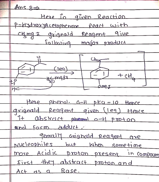 Abs & 2 Here is given Reaction P-Hydroxyacetophenone React with give major produca Fuabood proustiet betra Following Efbar) t