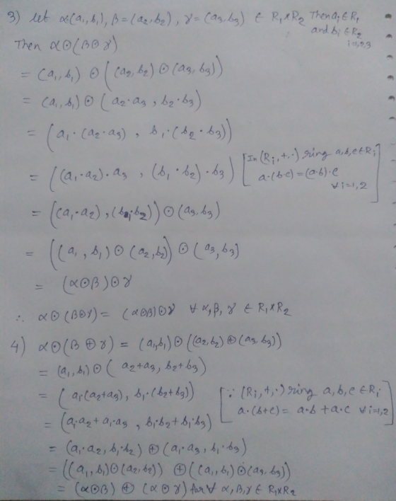 and bi ER, 14, 23 a-16.e) = (0.6).e Vi-,2 3 let &(a, b), B= (an, bz), 8= (an, bz) t R, XRq Then a; ER, Then &O (B08) = (a, b)
