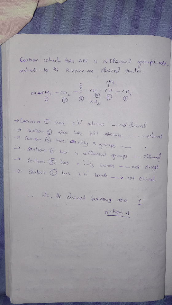 Carbon which has all a to it known as diffavent groups att dinal Cantre- ached CHg - C - CH - CH - CA otteith – CH2 1 → Carbo