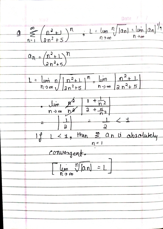 Date n ( لوم) و . nat { L = lum lan) = linland noo n 100 ne) lan2+5 an= (n1) n lan²+5 linn n La limi n2+1 nyoo lan²+5 lame l