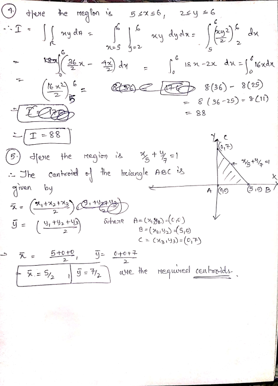 10 here lion is 5.3456, zcy=6 the region Il my 고 6 6 da prayz) ny dyda- dre 2 n=5 9=2 S C 36 x - 4x da 18 n- 2x du = 16xdx 6