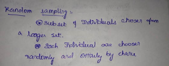 Random sampling a subsek & Individuals chosen from logger set, Each Irelvidual are chooser wardomly and stirely by chance PL