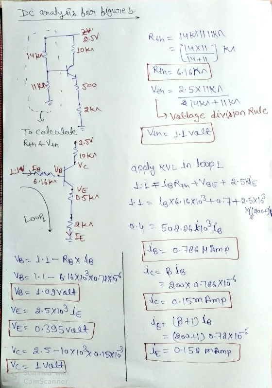 De analysis for figure b. .24 2.50 Rth = 14 Loki ГІЧx11 14+11 Rth=6.16kn НЕ soo Vena 2.5X 11KA & luka+11ka aka C Voltage divi