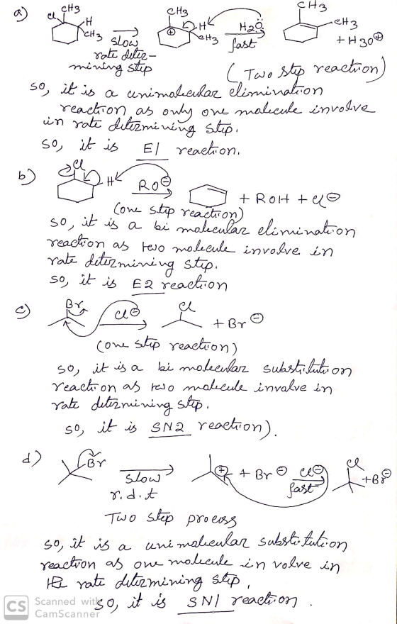 a) a CHE TH CH 3 roghk - 3 slow ç Hz ена - Ha Letz slow e Jetta Past - + +H300 - rate deter- mining step / Two step reaction)