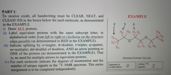 EXAMPLE t ? S H₂ He He Hei V PART 1: To receive credit, all handwriting must be CLEAR, NEAT, and CLEAN! Fill in the boxes bel