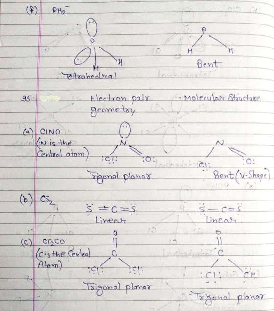 DH2 на Bent Tetrahedral Molecular Structure Electron paix geometry (9) CINO. (N is the Central atom) 701: 30 Trigonal planas
