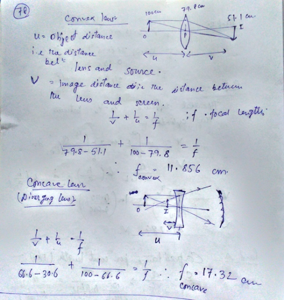 70 79. Pa TOOC Convex loush Sllen Uz O object distance Eu ie the distance IL bet ² lens and source. V image distance ate the