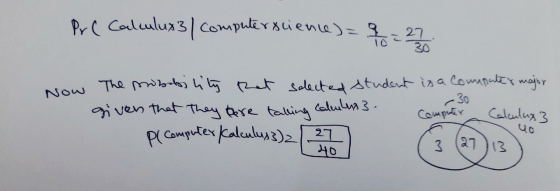 Prc Calculux3/ computer sciences=2= 27. ow The pribbs litą Ret selected student in a compatex major - 30 given that they are