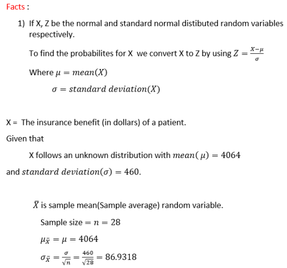 Facts : 1) If X, Z be the normal and standard normal distibuted random variables respectively. To find the probabilites for X