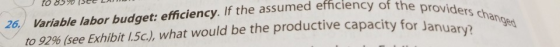 26. Variable labor budget: efficiency. If the assumed efficiency of the providers changed to 8570 (SEe A to 92% (see Exhibit