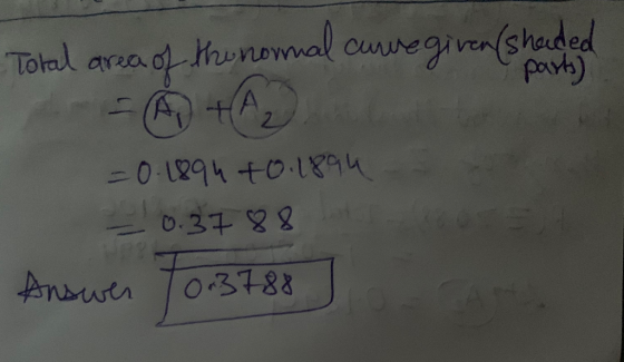 Total area of the normal caregiven (shaded parts) | - (Ề HÀ, = 0.1894 +0.1894 -0.3788 Answer 70.3788