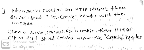 4. wu : When server receives an HTTP request Server send Set-Cookie header with than the response. ; Lidl When a server requ