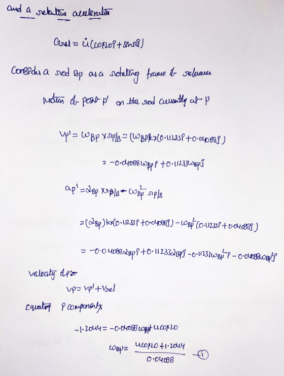 and a relative acceleration Arol = ů (conlopt sint?) Consider a nod 3p as a rotating frame of selerance redion of point p on
