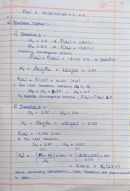 f(u) =_cos (u) cos(u) + L0 a Bisection Method :- 11 Iteration : 10 fu- 1.83 (+) the = 2.5 file) -3.91(-) checking convergence