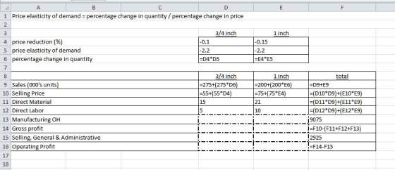B с E F А D 1 Price elasticity of demand= percentage change in quantity / percentage change in price 2 3 3/4 inch 4 price red