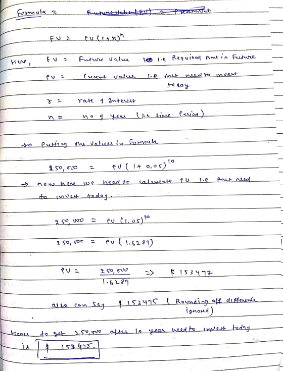 Formula ------Exthuset Harder f r om Put ---FU Tev clar) Here fua future value se le Required and in facture pu a present val