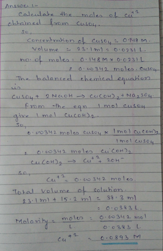 Calculare 4h males ot ce S o Se l mol cuso u342 moles cucCoH2 2 cute Ibtal volume o.ao 3니2 mo les 23 1 mlt 15 2 ml 38 3 ml Ca